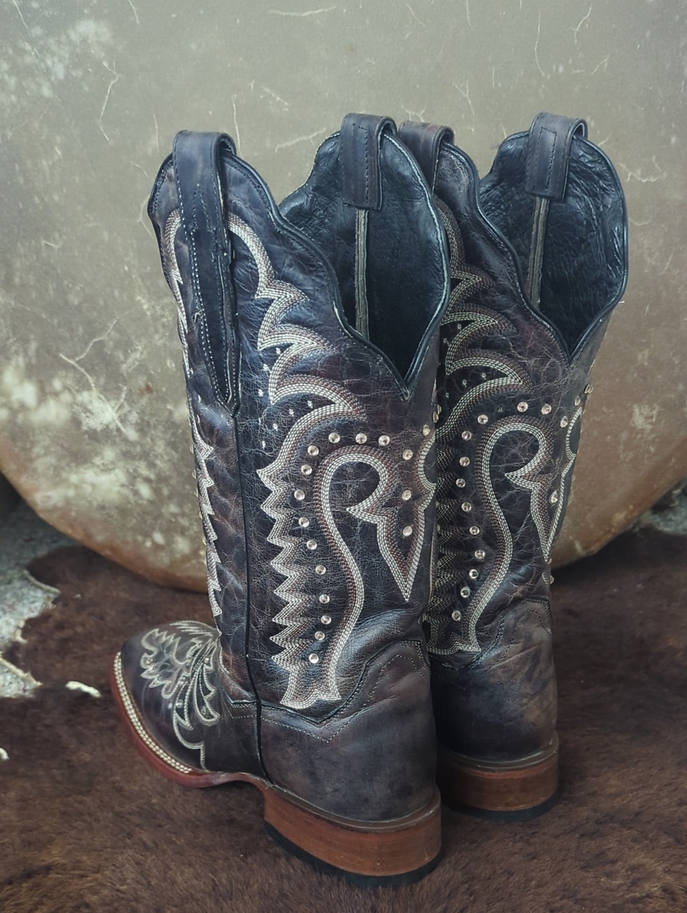 DAN POST DP3770 Espresso Brown leather cowgirl western boots square toe sz 9 EUC - Picture 4 of 16